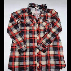 Flannel Dress Checkered Pattern Red, Black Tan Women XL